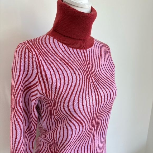 Saunders Collective Wave Pattern Turtleneck Sweater XS - Picture 5 of 11